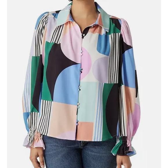 CROSBY by Mollie Burch Tops - $182 CROSBY by Mollie Burch NELL Balloon Sleeve Button Front Shirt | XXL Multi